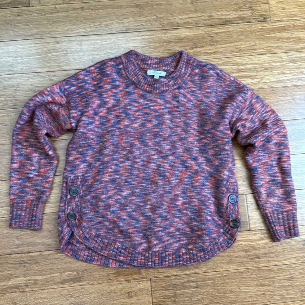 EUC MADEWELL Marble Blues/reds Knot Sweater Sz XS